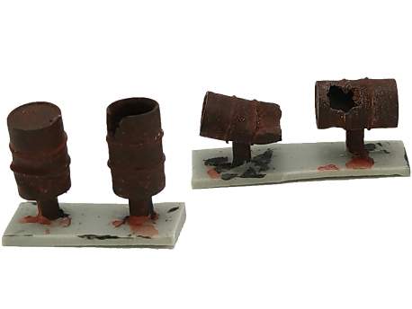 Barrels (damaged with rust), set of 4, HO scale (1/87)