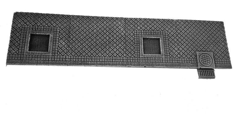 Sidewalk, square tiles – with drain, 28mm, 1:56 scale
