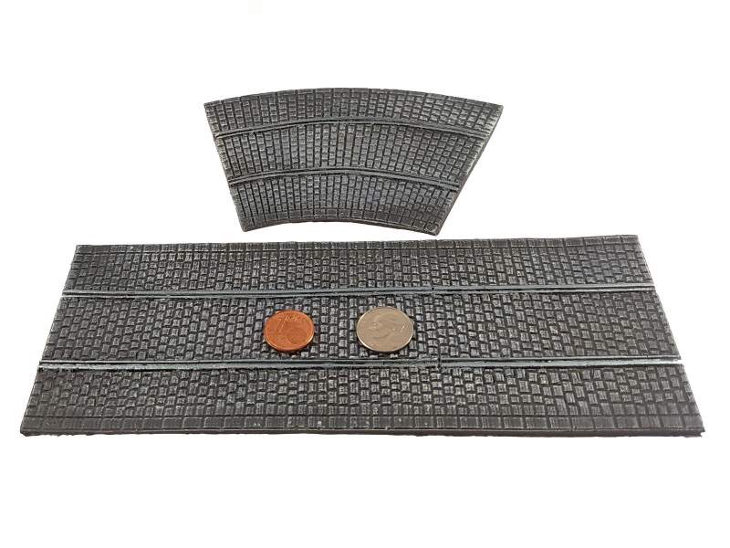 Cobblestone road with tram tracks – straight section  28mm 1:56 scale