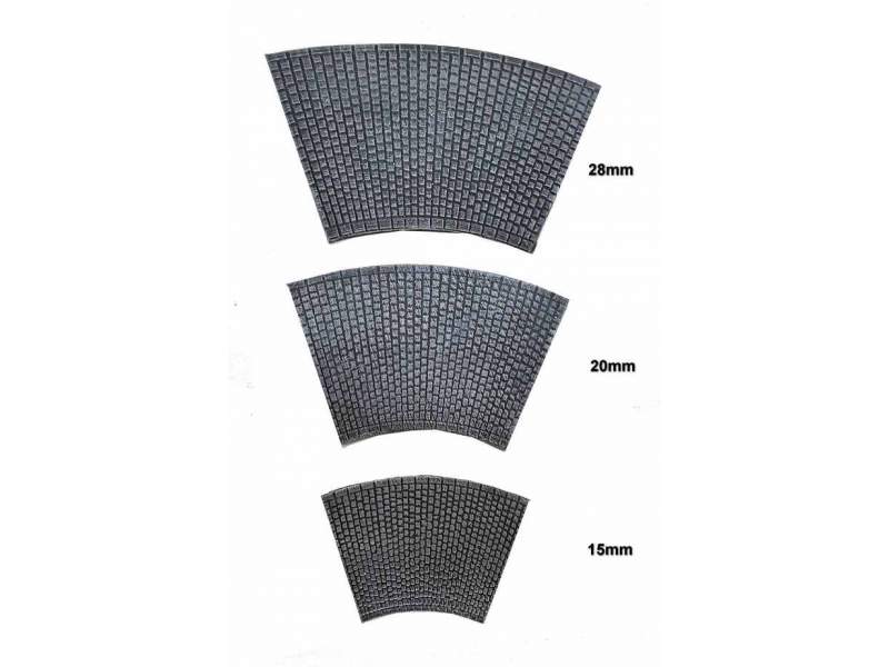 Cobblestone road – bent section, 20mm 1:72 scale