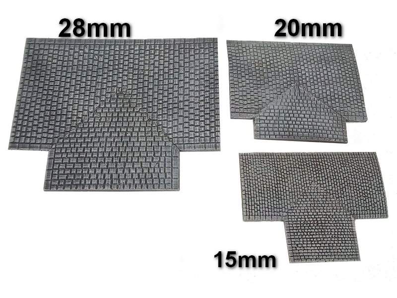 Cobblestone road – 3 way junction, 20mm 1:72 scale