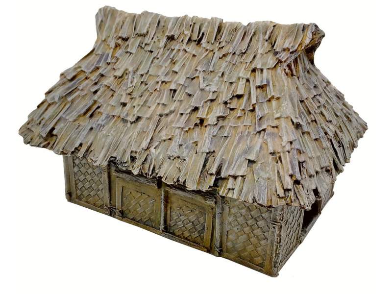 Traditional Asia Pacific house with woven bamboo walls and palm leaves roof 1:56 (28mm)